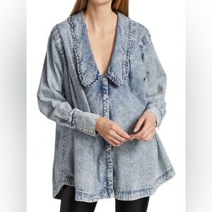 Free People Charlie Denim Button Down Shirt Dress Size Small